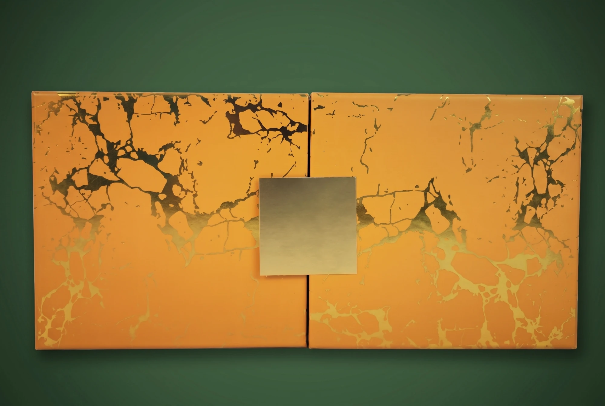 Orange and gold marble double-door perfume box with gold label